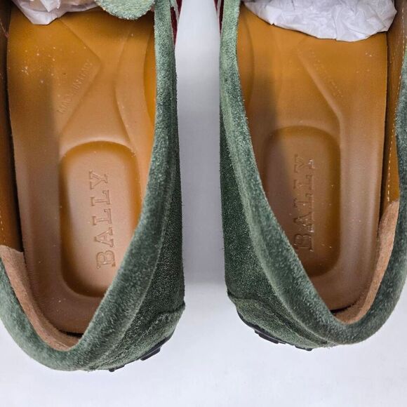 BALLY PIETRO ITALY OLIVE STRIPE STRAP SUEDE DRIVER LOAFER MENS SIZE 7 US - Picture 5 of 10